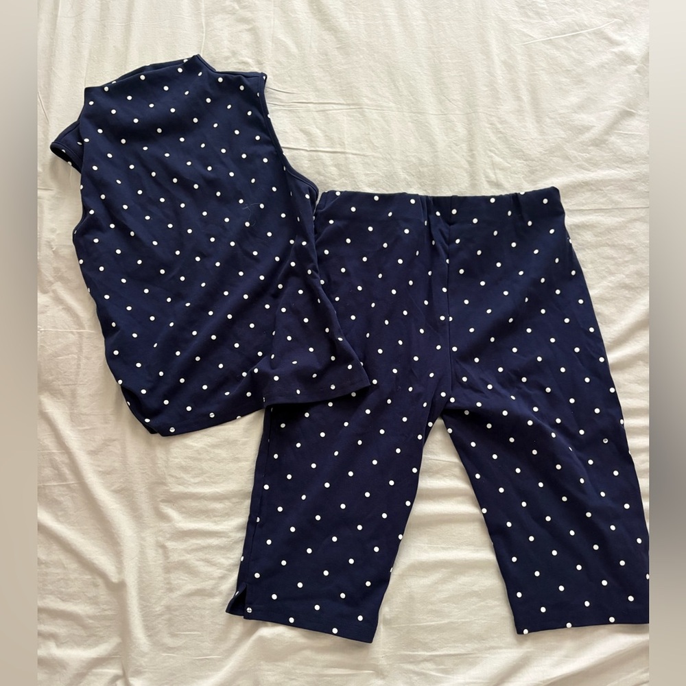 Cider Polka Dot Navy Capri Set